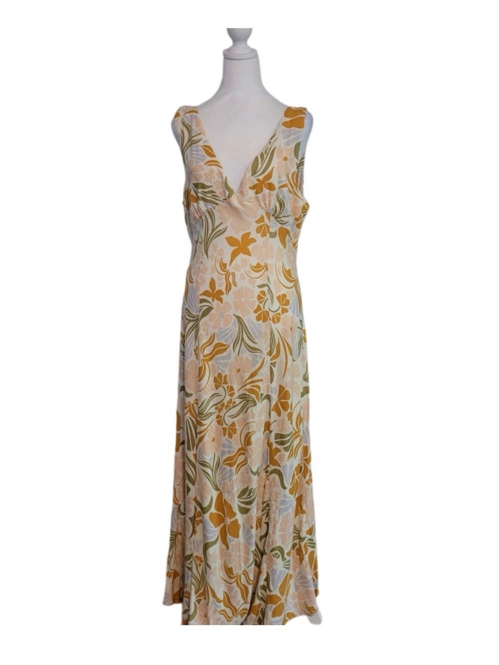 Paper Heart Anthropologie | Floral Linen Blend Maxi Dress | Size L | Boho Beach - Picture 3 of 9